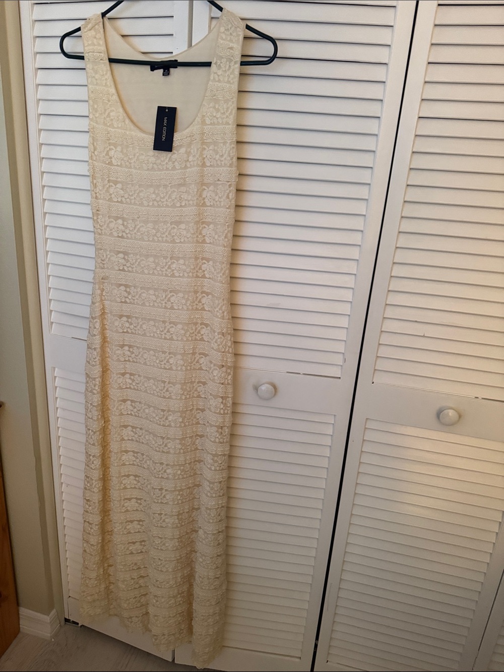 NWT $98 Max Studio / Max Edition Ivory Lace Sleeveless Maxi Dress, Medium